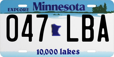 MN license plate 047LBA
