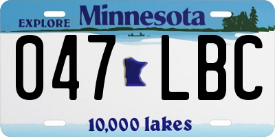 MN license plate 047LBC