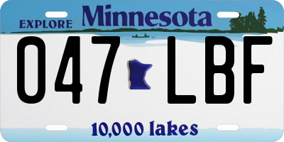 MN license plate 047LBF