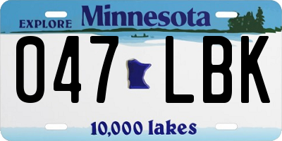 MN license plate 047LBK