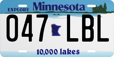 MN license plate 047LBL