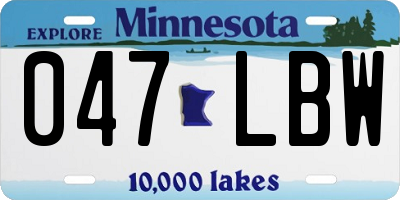 MN license plate 047LBW