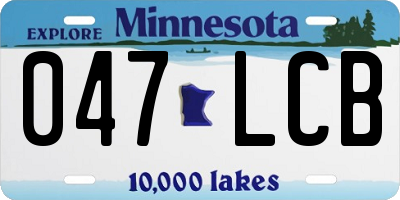 MN license plate 047LCB