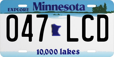 MN license plate 047LCD