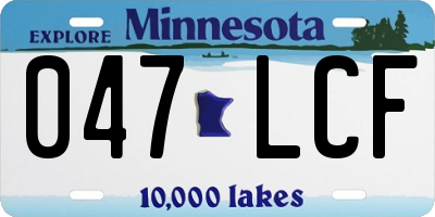 MN license plate 047LCF