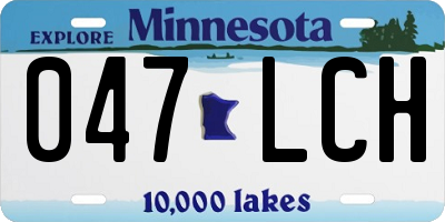 MN license plate 047LCH