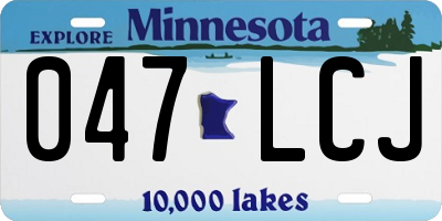 MN license plate 047LCJ