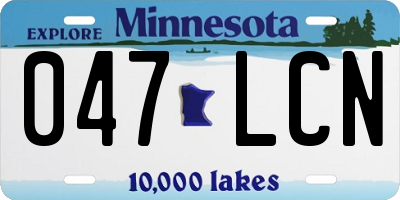 MN license plate 047LCN