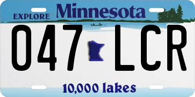 MN license plate 047LCR