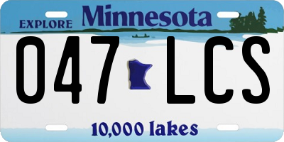 MN license plate 047LCS