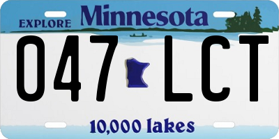 MN license plate 047LCT