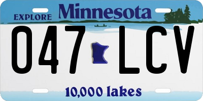 MN license plate 047LCV