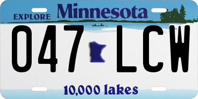 MN license plate 047LCW