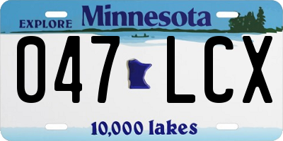 MN license plate 047LCX