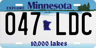 MN license plate 047LDC