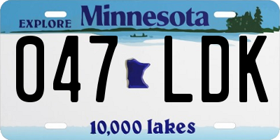 MN license plate 047LDK