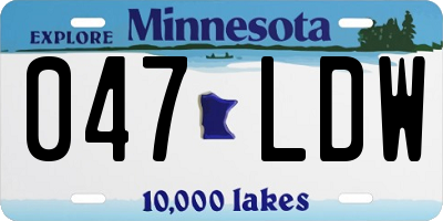 MN license plate 047LDW