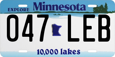 MN license plate 047LEB