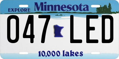 MN license plate 047LED