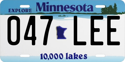 MN license plate 047LEE