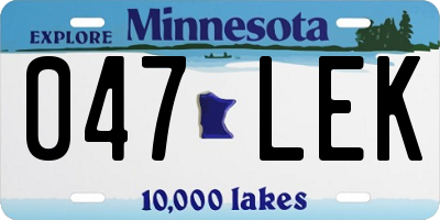 MN license plate 047LEK