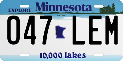 MN license plate 047LEM