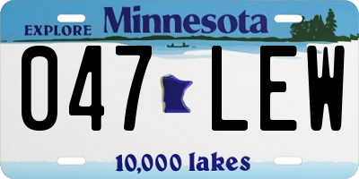 MN license plate 047LEW