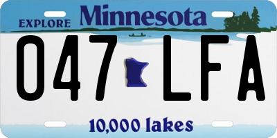 MN license plate 047LFA