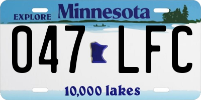 MN license plate 047LFC