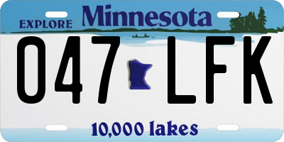 MN license plate 047LFK