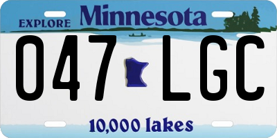 MN license plate 047LGC