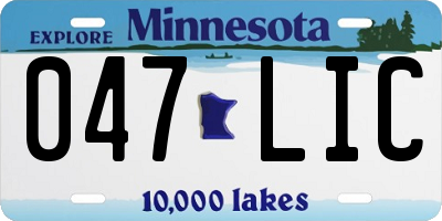 MN license plate 047LIC
