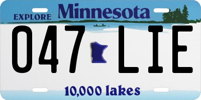 MN license plate 047LIE