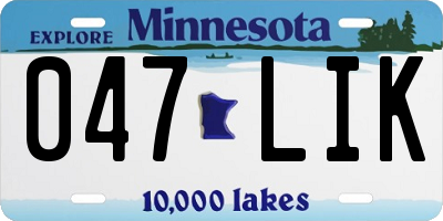 MN license plate 047LIK
