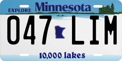 MN license plate 047LIM
