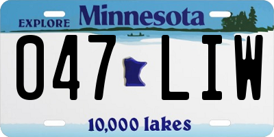 MN license plate 047LIW