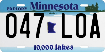 MN license plate 047LOA