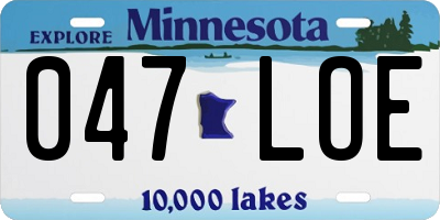 MN license plate 047LOE