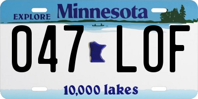MN license plate 047LOF