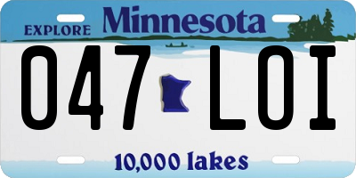 MN license plate 047LOI