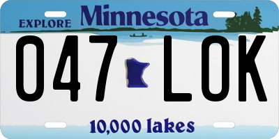 MN license plate 047LOK