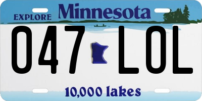 MN license plate 047LOL
