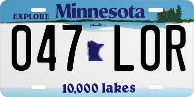 MN license plate 047LOR