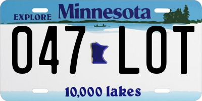 MN license plate 047LOT