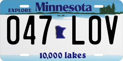 MN license plate 047LOV