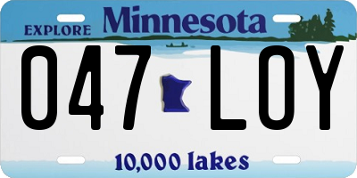 MN license plate 047LOY