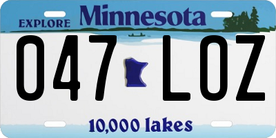 MN license plate 047LOZ