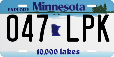 MN license plate 047LPK