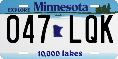 MN license plate 047LQK