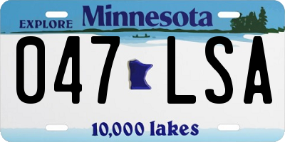 MN license plate 047LSA